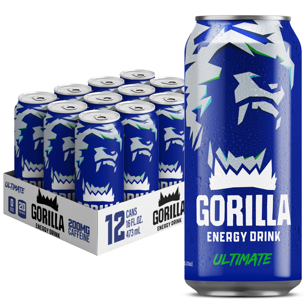Gorilla Energy Original can close-up for bold, natural caffeine energy.