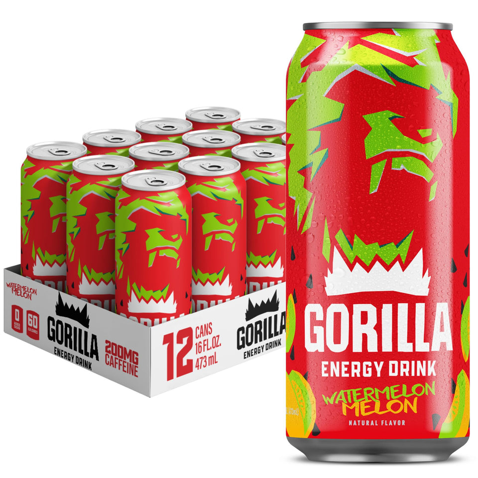 Gorilla Energy Watermelon Melon can showing bold flavor and natural caffeine