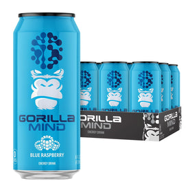 Gorilla Mind Energy Blue Raspberry can with bold, sugar-free energy for everyday focus.
