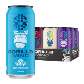 Gorilla Mind Energy bottle front showing premium energy boost for focused days