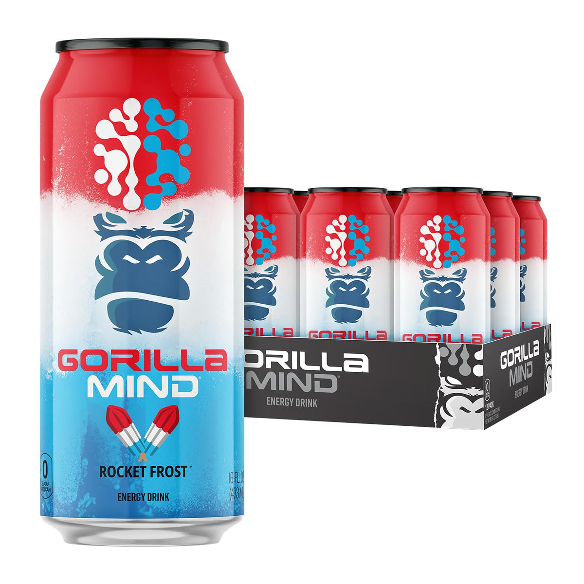 Gorilla Mind Energy Drink bottle front supports on-the-go cognitive focus.
