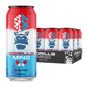 Gorilla Mind Energy Drink bottle front supports on-the-go cognitive focus.