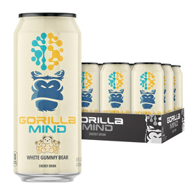 Gorilla Mind Energy bottle pour highlights sugar-free formula for clean focus