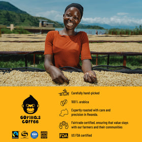 Gorilla's Coffee fair trade Rwanda origin highlights ethical sourcing.