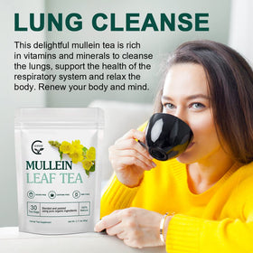 Steeping mullein tea in a warm cup.