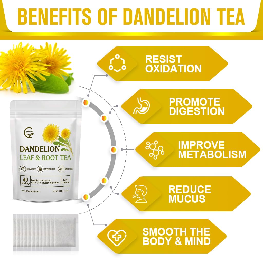 GORNVB Organic Dandelion Root Tea bags for digestive comfort