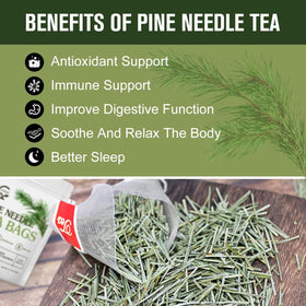 GORNVB pine needle tea bags close-up of premium dried needles