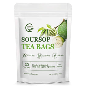 GORNVB organic soursop leaf tea bags ready to brew, antioxidant-rich and calming.
