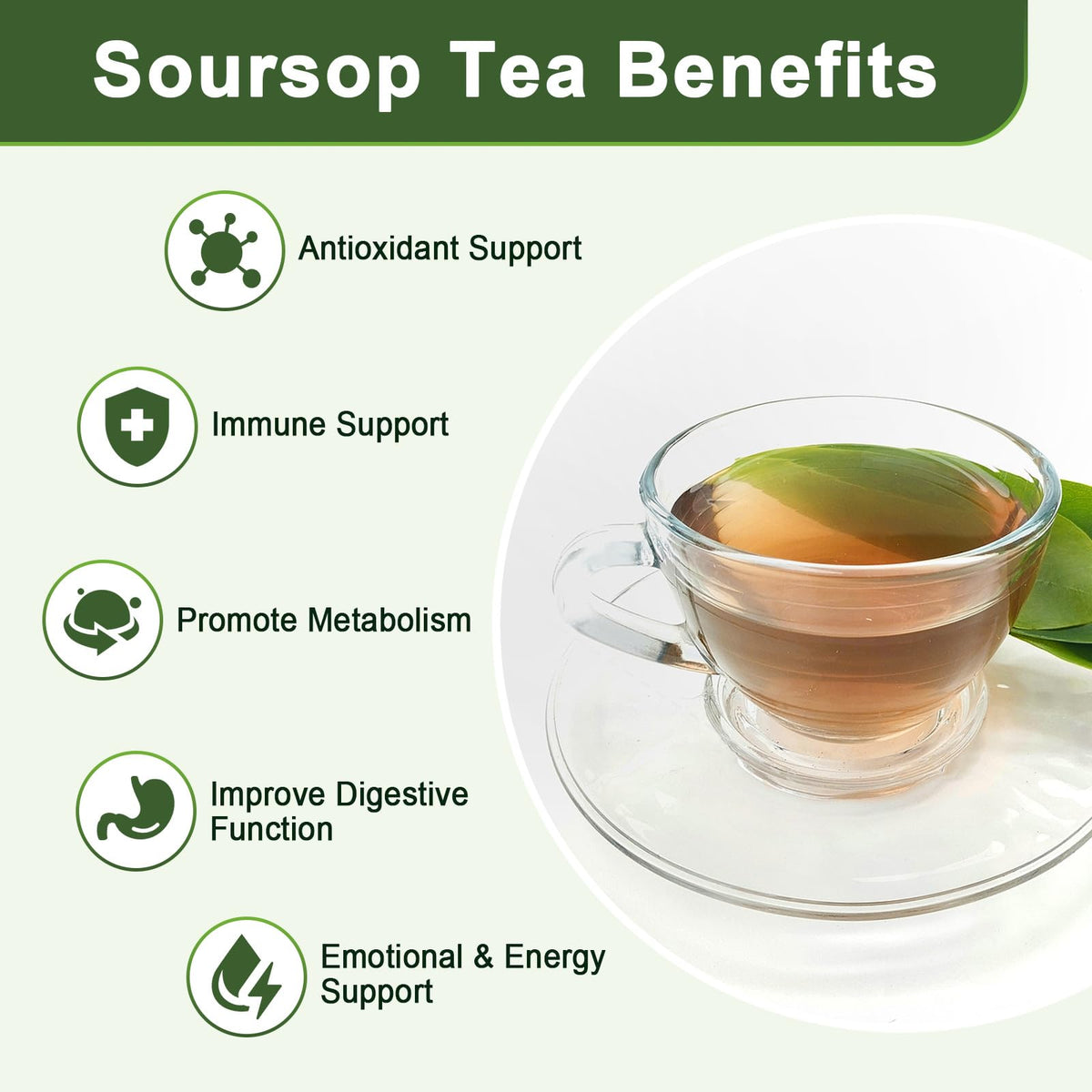 GORNVB soursop tea in a mug for a soothing evening ritual.