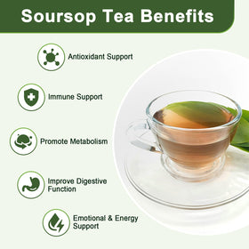 GORNVB soursop tea in a mug for a soothing evening ritual.