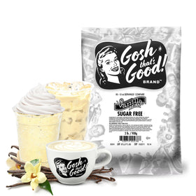 Gosh That’s Good sugar-free vanilla bean 2lb bag label great for home coffee use.