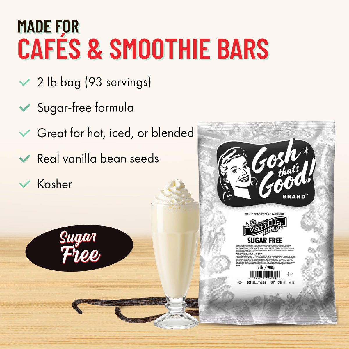 Gosh That’s Good lactose-free vanilla bean ingredient supports dairy-free beverages.