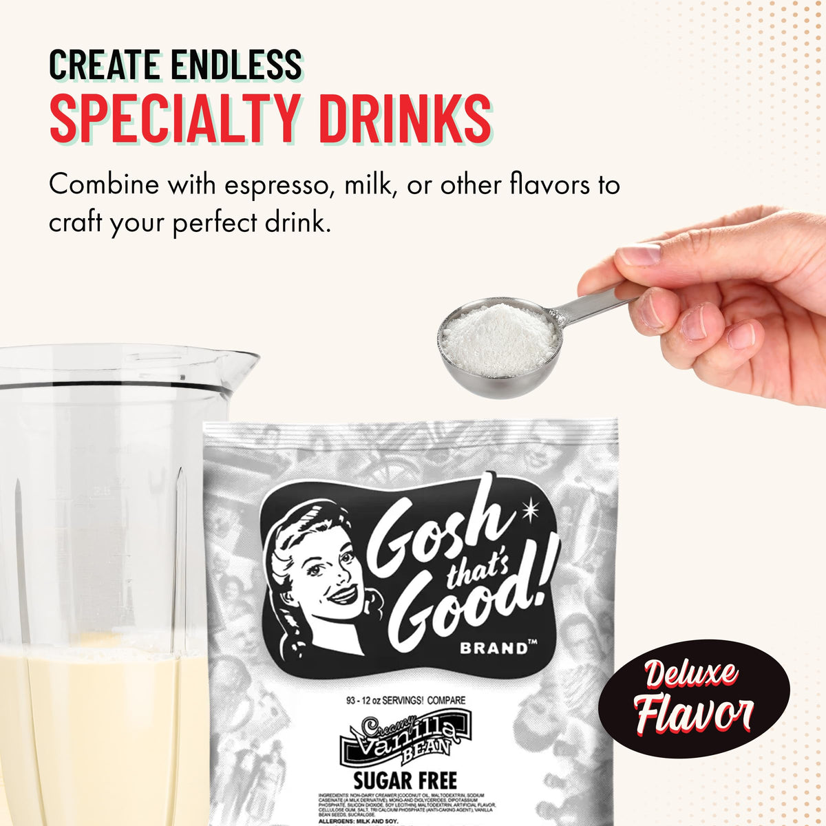 Gosh That’s Good vanilla bean flavor in coffee closeup emphasizing rich aroma and creamy finish.