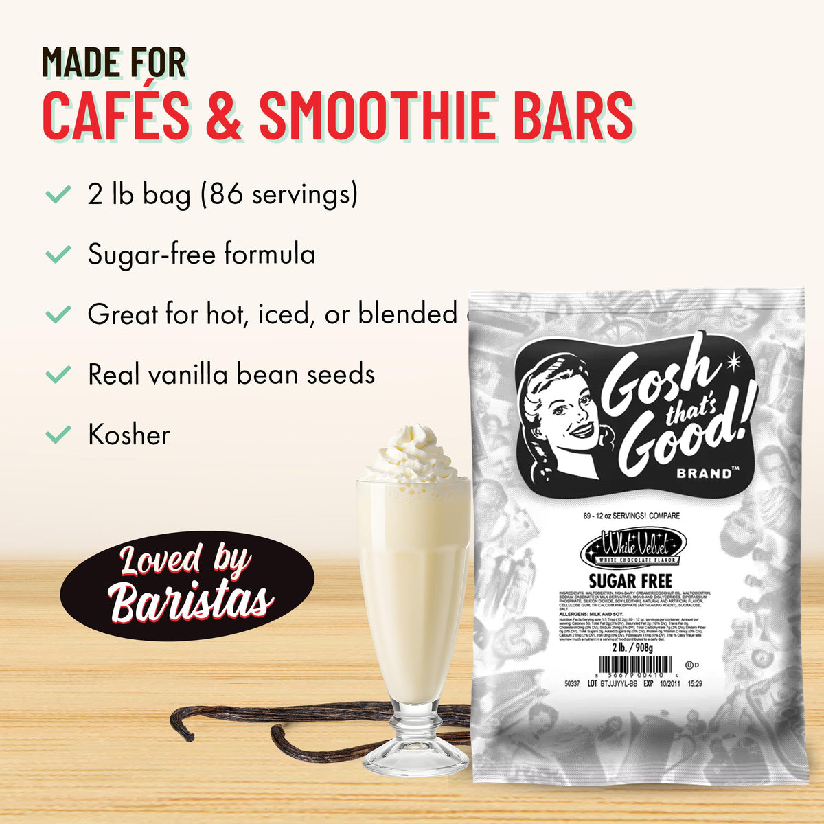 Gosh That's Good! White Velvet Chocolate 2lb baking-vanilla-cake for sugar-free sweetness.