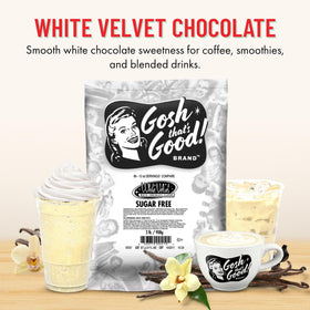 Gosh That's Good! White Velvet Chocolate 2lb scoop-dispense for portion control and convenience.