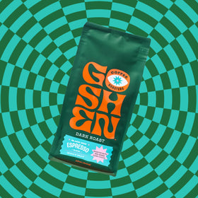 Goshen Black Dog Espresso Blend barista shot illustrating espresso potential.