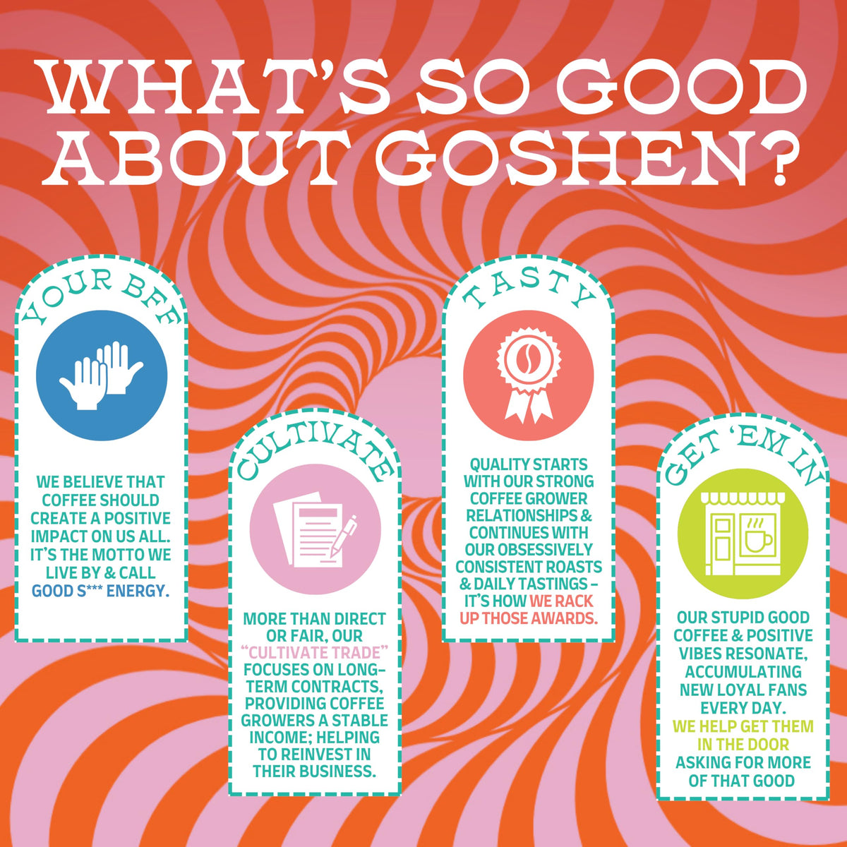 Goshen Coffee Roasters Bright Eyed Breakfast award seal indicating trusted quality