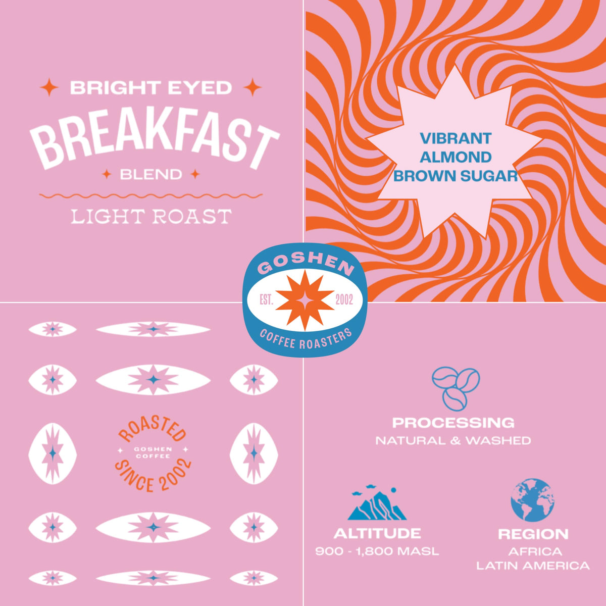 Goshen Coffee Roasters Bright Eyed Breakfast bag back with labels