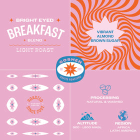 Goshen Coffee Roasters Bright Eyed Breakfast bag back with labels