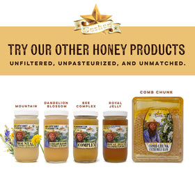 Goshen Honey 454g jar for pantry use and easy storage.