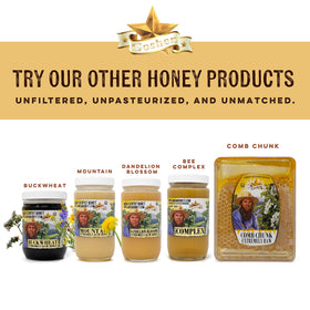 Goshen Honey unfiltered and unprocessed in a dairy-free dessert topping.
