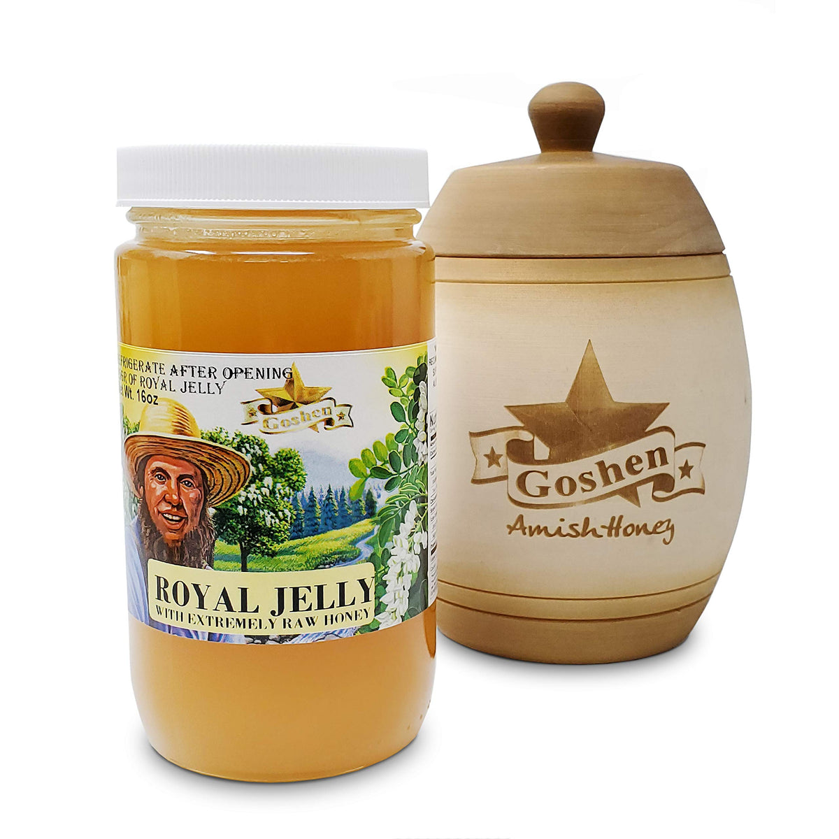 Goshen Honey royal jelly texture close-up showing thick, rich consistency.