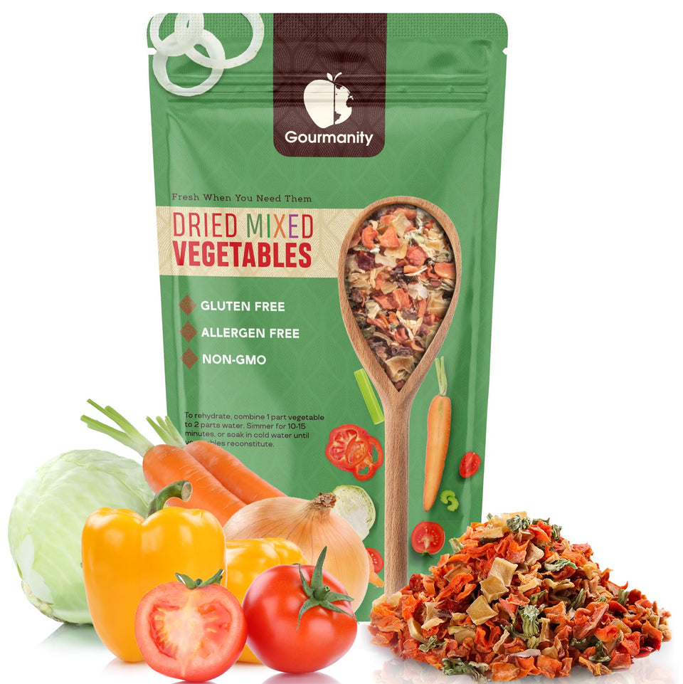 Gourmanity 1lb vegetable soup blend in resealable bag for quick, hearty meals