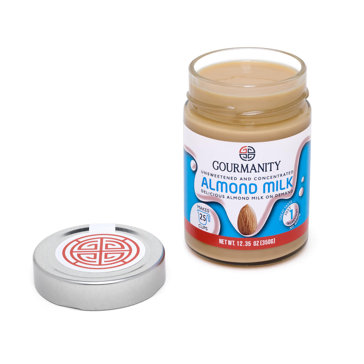 Gourmanity Almond Milk Concentrate for DIY ice cream, highlighting dessert versatility.