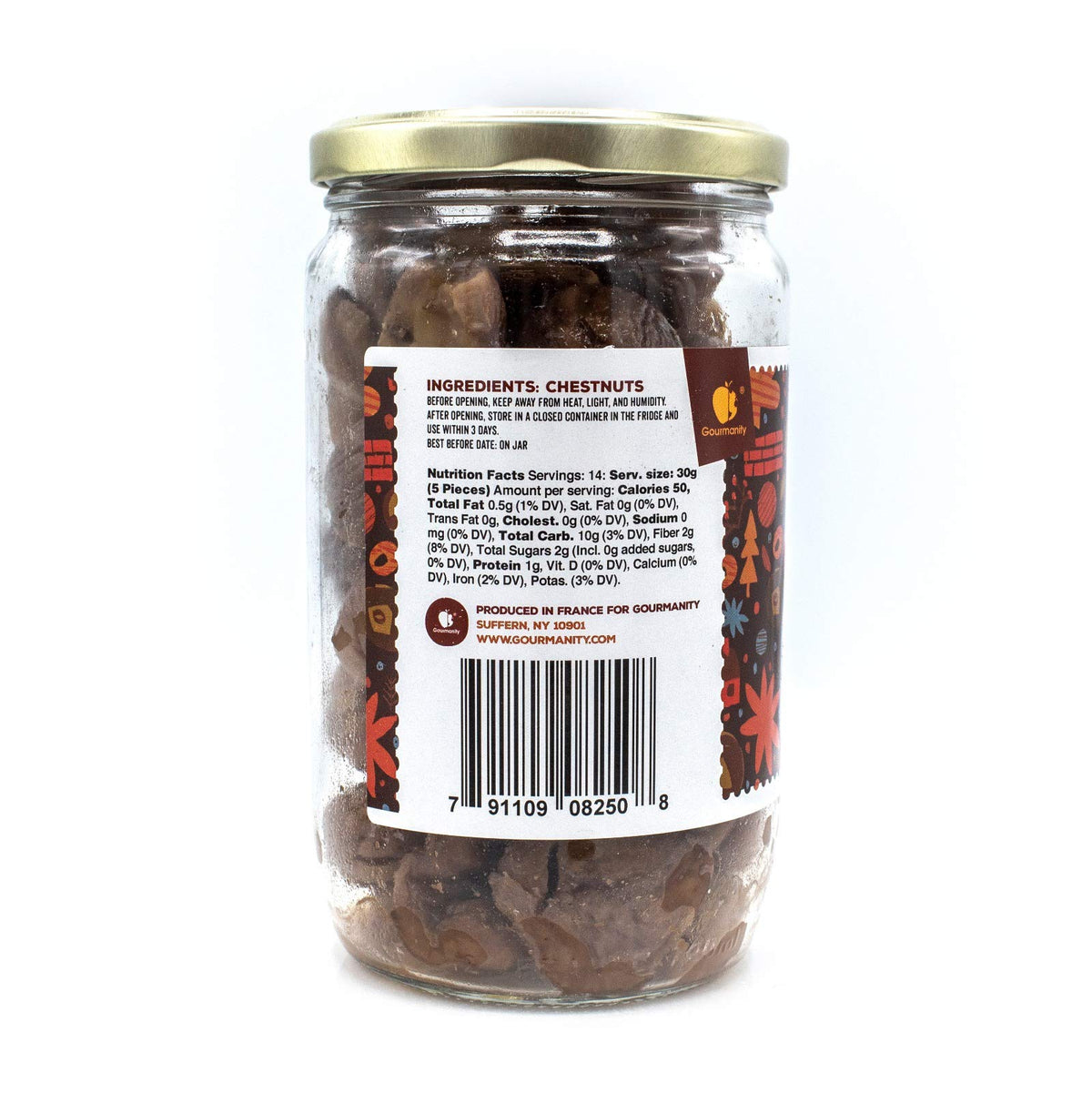 Ardeche roasted chestnuts in Gourmanity jar deliver rich, satisfying flavor.