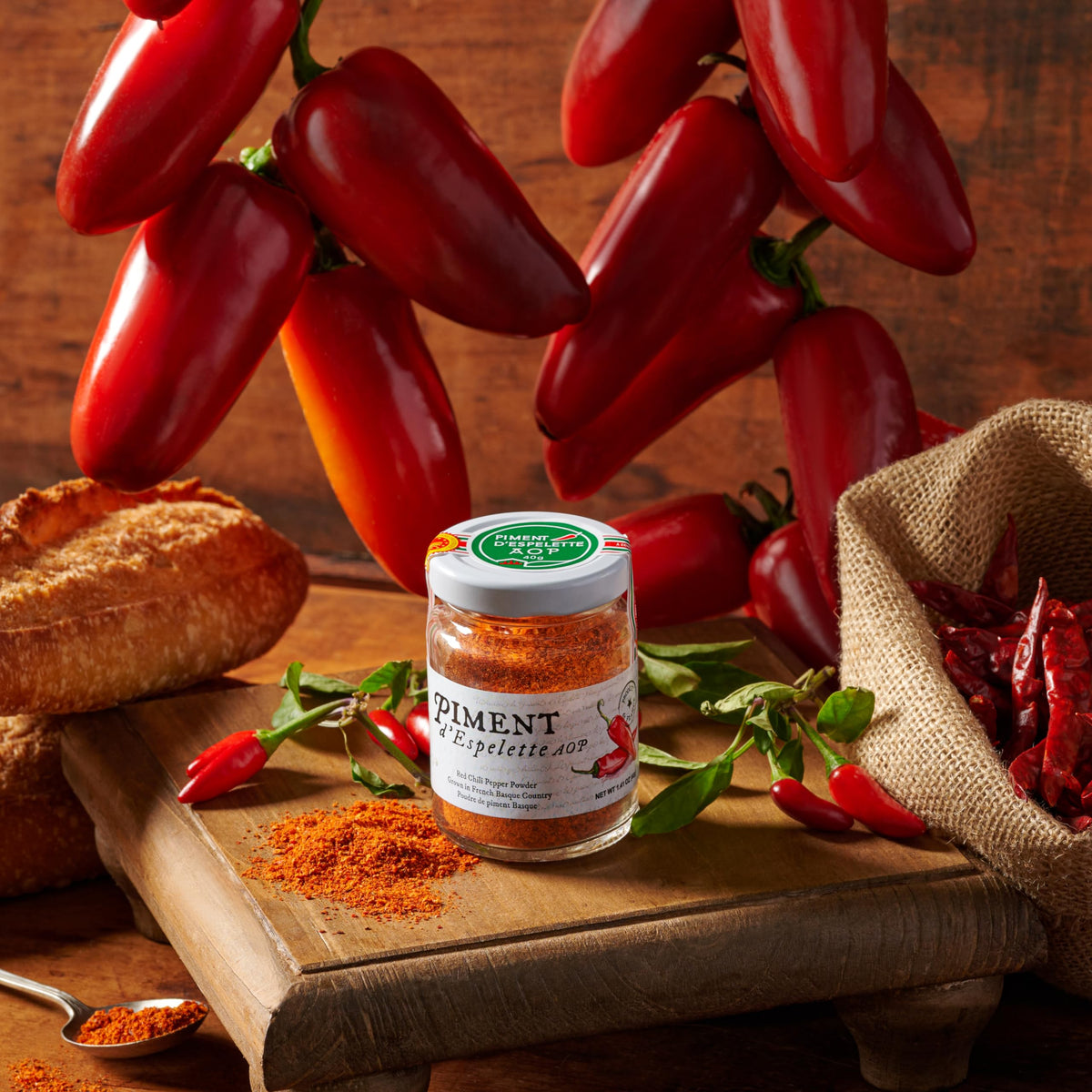 Gourmanity Basque cuisine spice setup shows ready-to-use Espelette pepper powder.