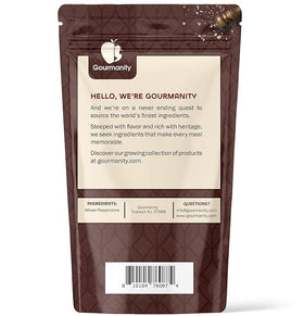 Gourmanity 12-mesh black pepper for evenly textured seasoning.