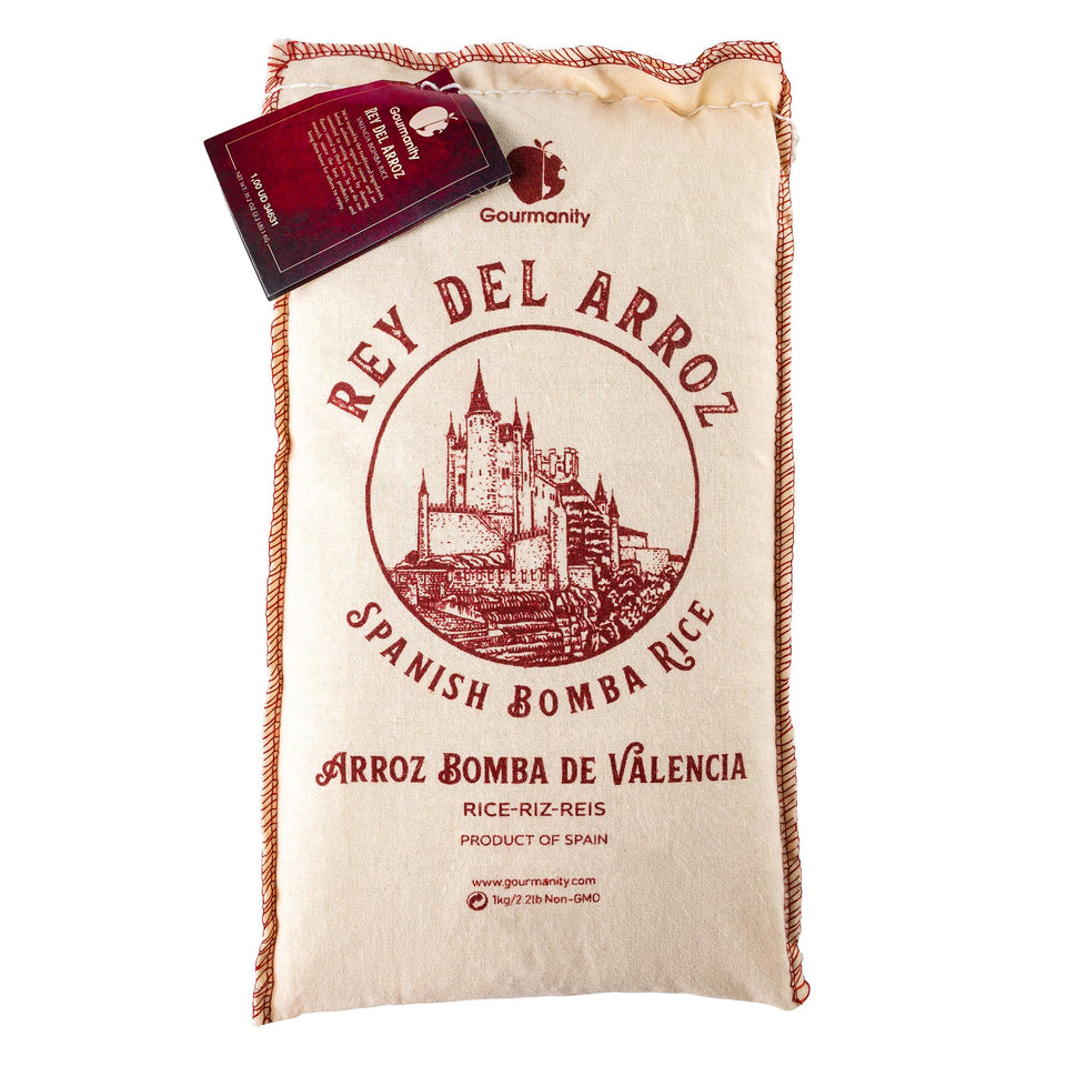 Gourmanity Bomba Rice front label signaling authentic Spanish origin and premium quality.