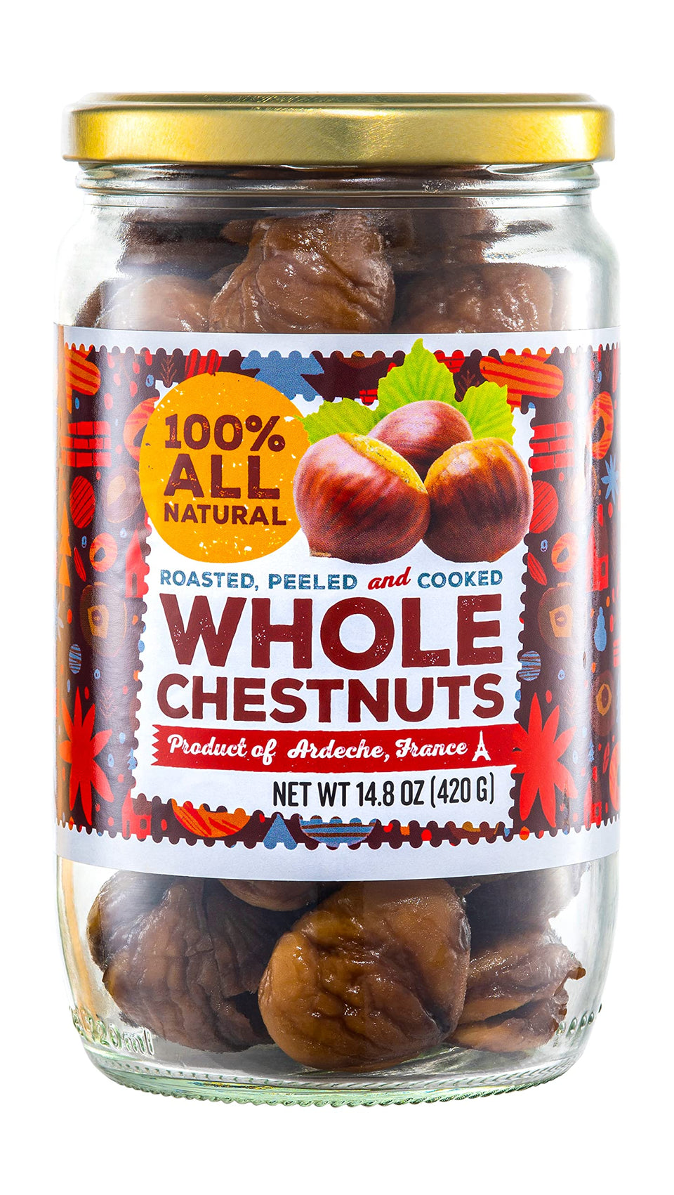 Gourmanity chestnut jar ready to eat for a quick, tasty snack.