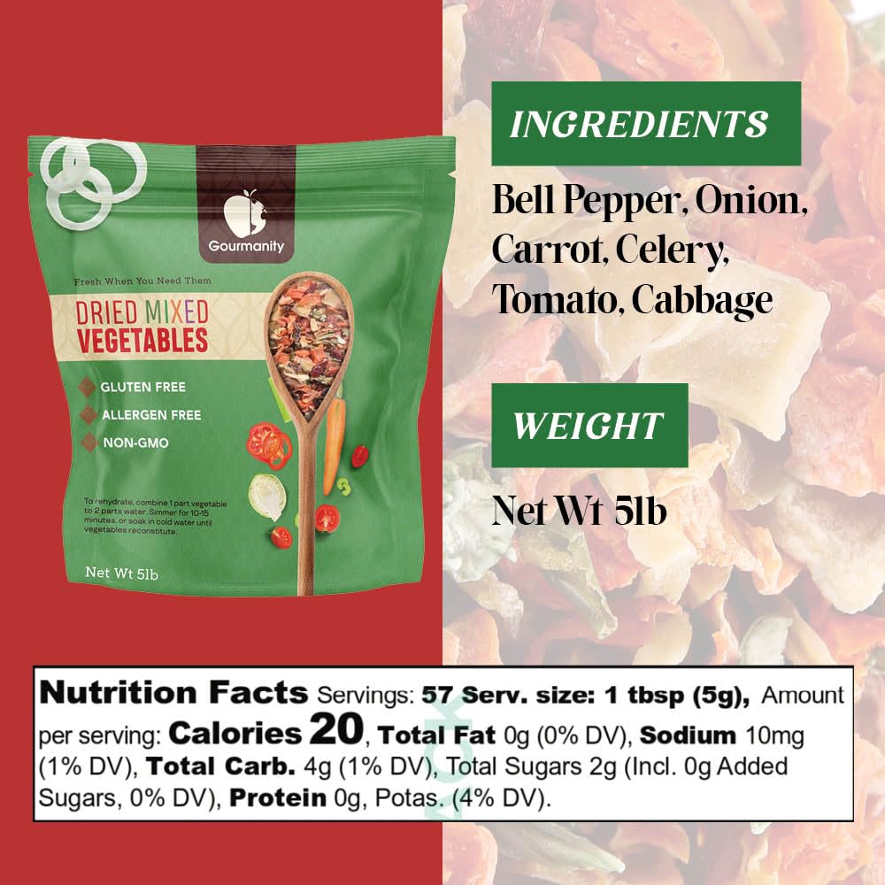 Dehydrated vegetables by Gourmanity for ramen toppings with rich color and texture.