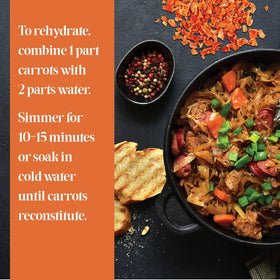 Gourmanity dried carrots used as a versatile ingredient for soups, stews, and ramen.