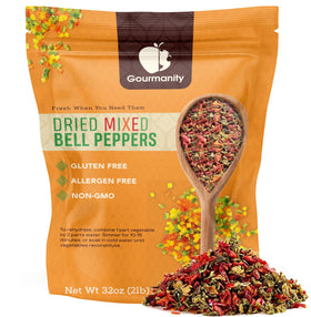 Gourmanity peppers mix in resealable bag, keeps peppers fresh.