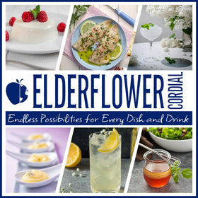 Fresh elderflower flowers and ingredients for Gourmanity syrup