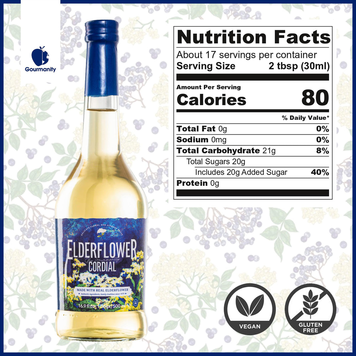 Gourmanity syrup used as a dessert topping on a plated dessert