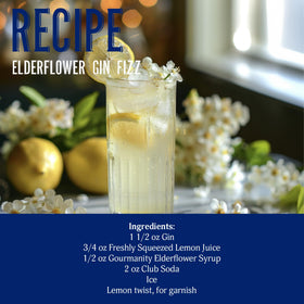 Label design of Gourmanity elderflower syrup signaling tradition
