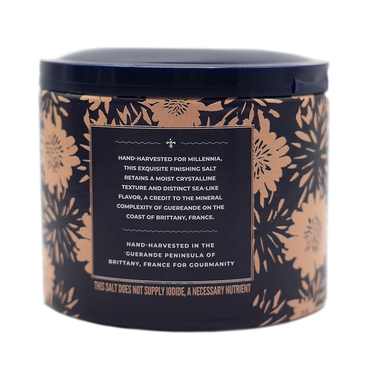 Gourmanity Fleur de Sel hand-harvested texture captures moist crystals for delicate seasoning.