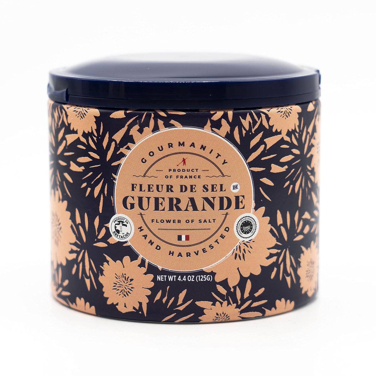 Gourmanity Fleur De Sel IGP badge signals Brittany origin and authenticity.