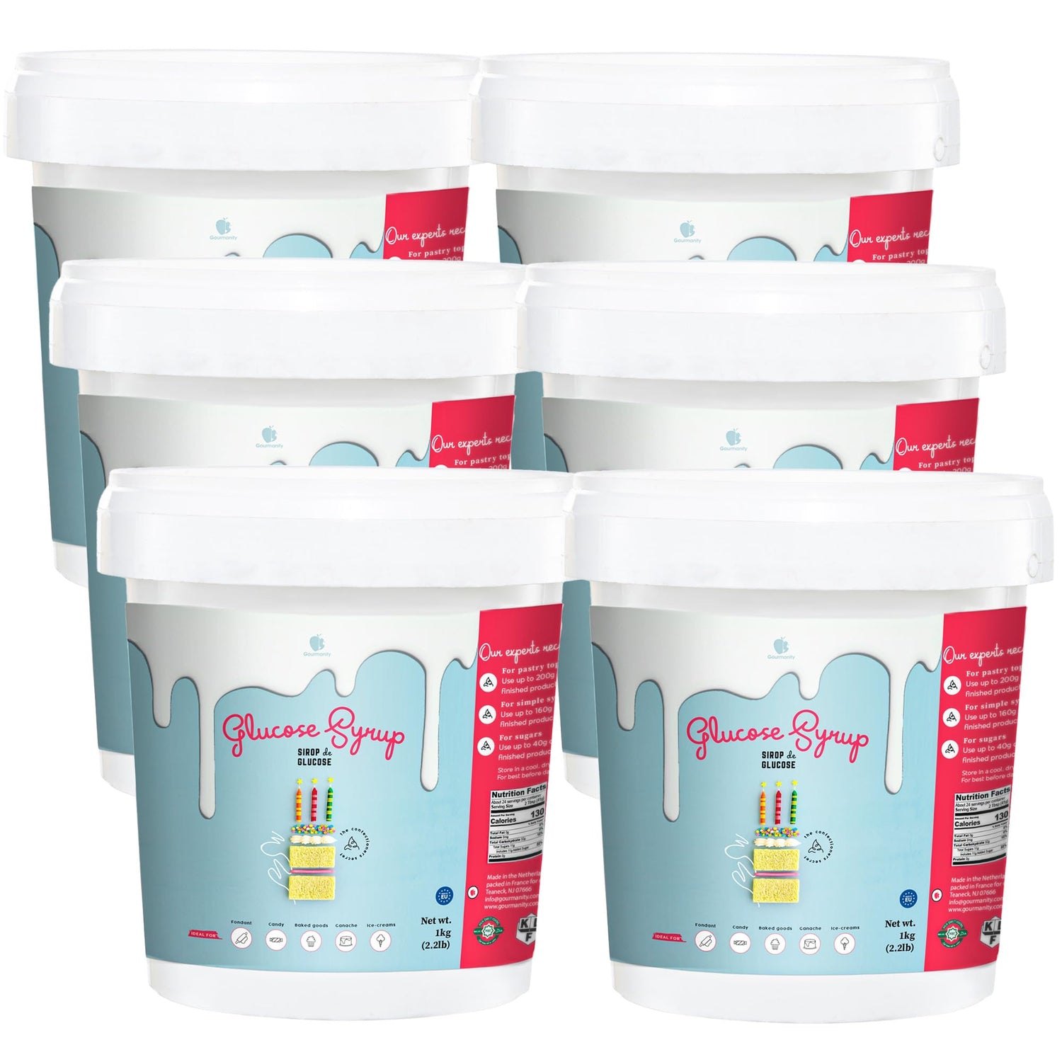 Gourmanity glucose syrup tub 2.2lb for bulk baking and easy measuring