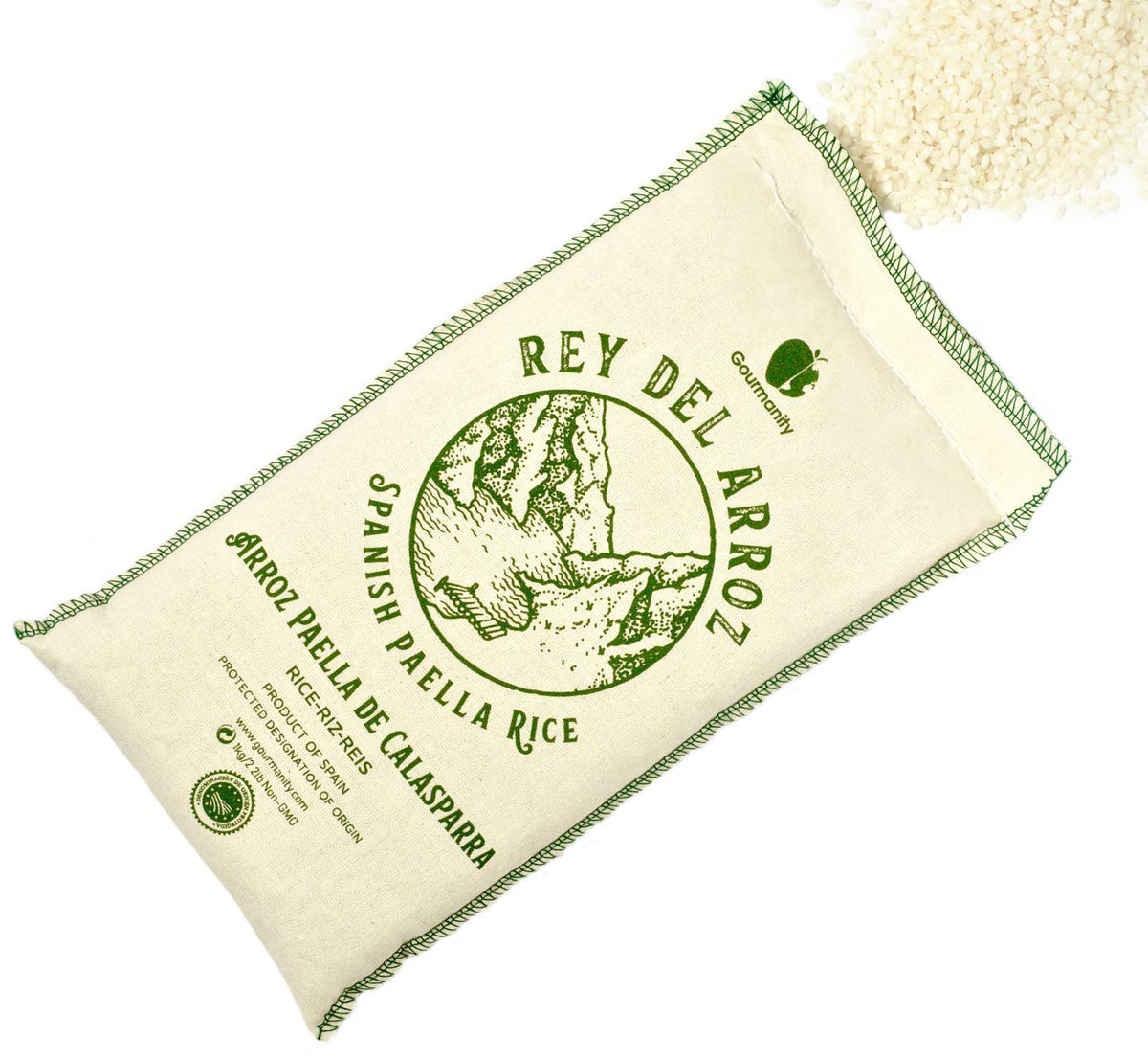 Gourmanity gluten-free and non-GMO label on packaging.