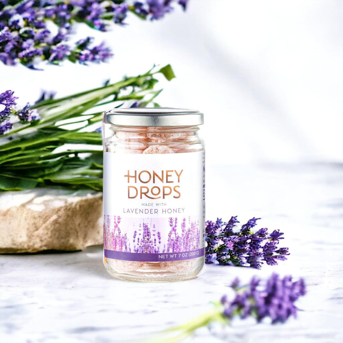 Gourmanity Honey Drops fruity floral notes on a candy piece.