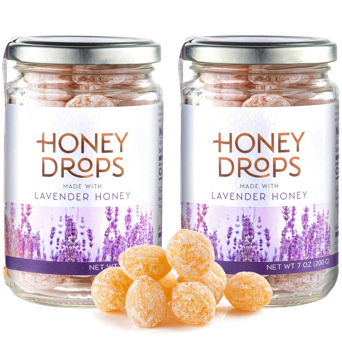Gourmanity Honey Drops lavender outer-shell front view, ideal for gifting.
