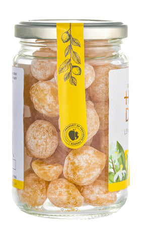 Gourmanity Lemon Drops filling close-up shows lemon honey center.
