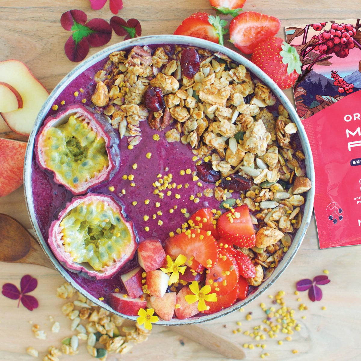 Gourmanity Maqui powder in baking—adds vivid color to muffins and cookies.