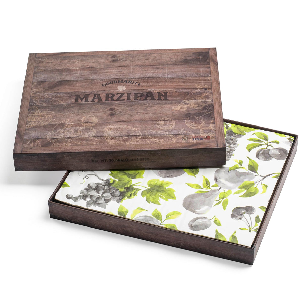 Gourmanity pear marzipan piece with delicate texture for dessert trays.