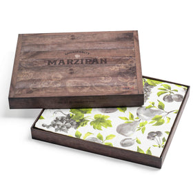 Gourmanity pear marzipan piece with delicate texture for dessert trays.