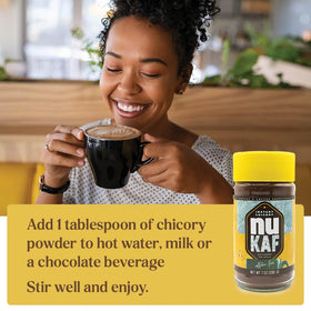 France-made Gourmanity nuKAF chicory powder container on the counter